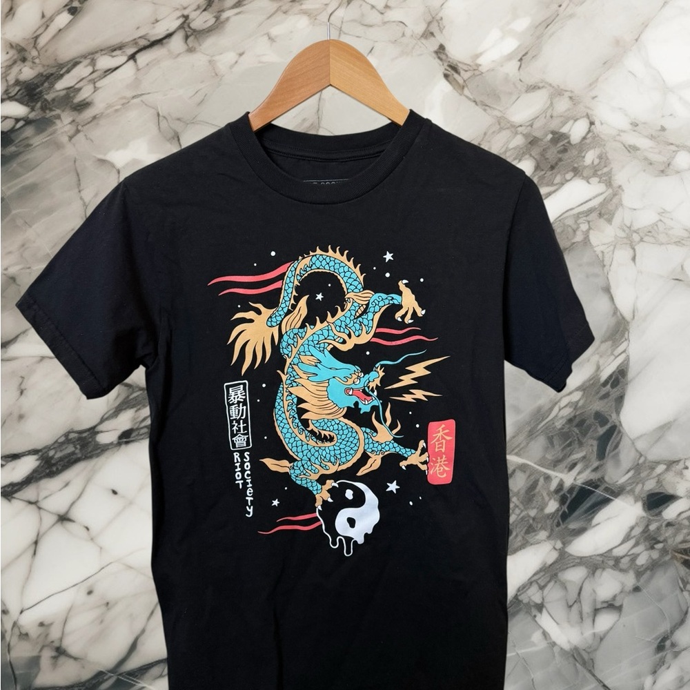 Riot Society Black T-Shirt with Palm Tree Design